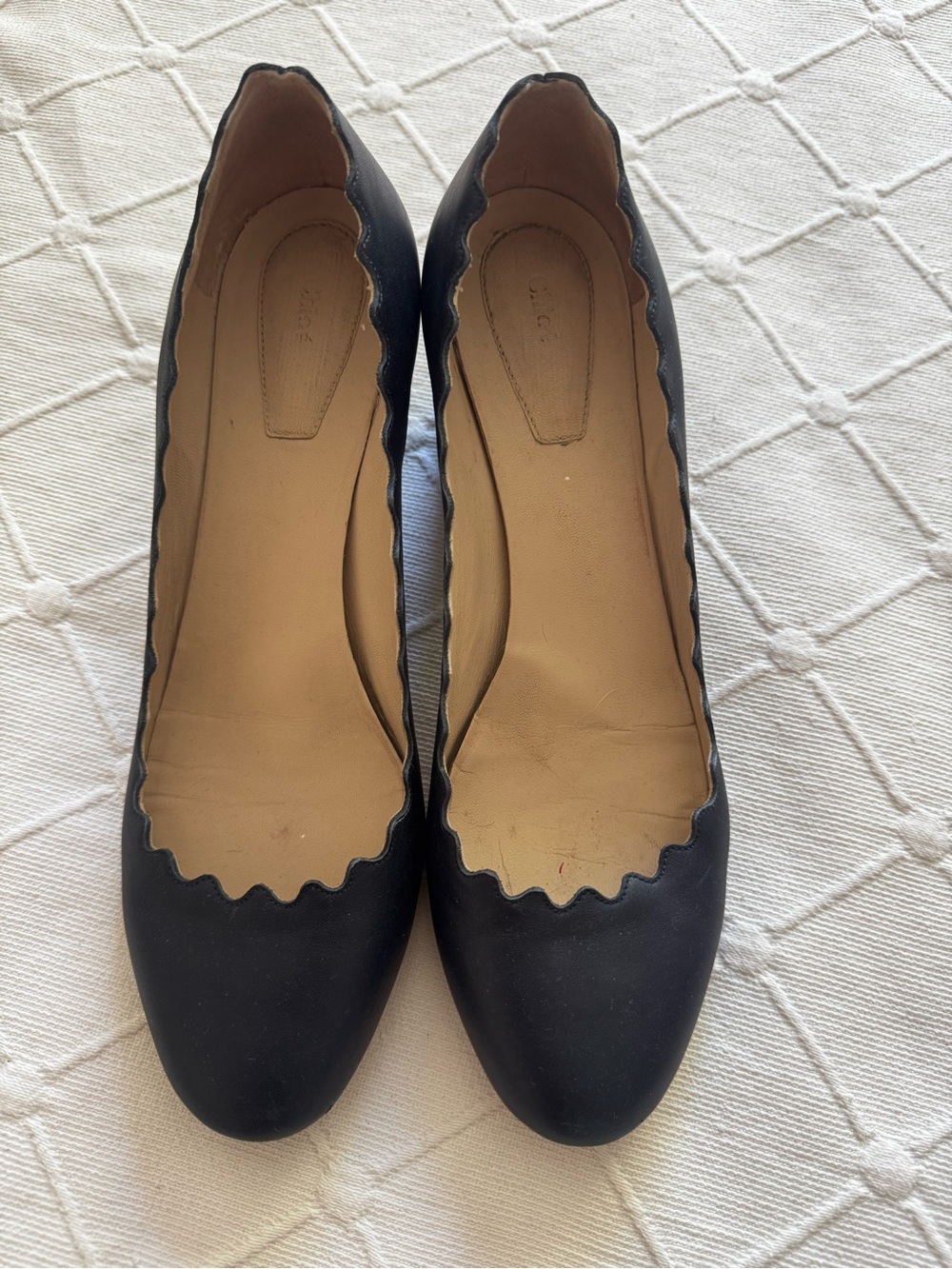 Chloe Black Scalloped Edge Ballet Flats